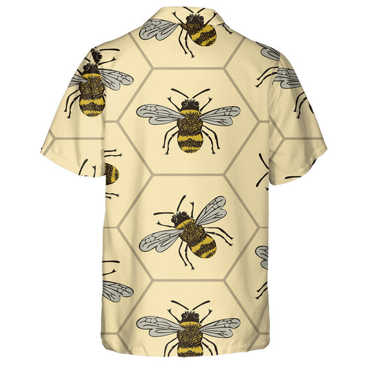 Bees On Yellow Honey Comb In Vintage Style Hawaiian Shirt, Hawaiian Shirt Gift, Christmas Gift