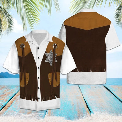 Brown And White Cowboy Costume Design Hawaiian Shirt, Hawaiian For Gift