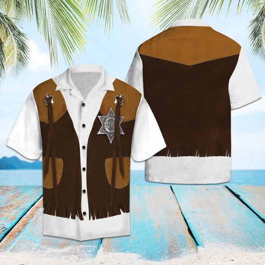 Brown And White Cowboy Costume Design Hawaiian Shirt, Hawaiian For Gift