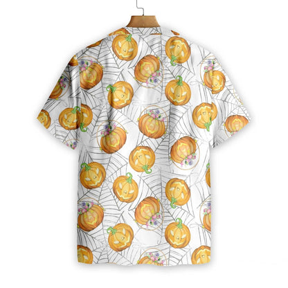 Halloween Pumpkin Candy On Spider Web Dramatic Hawaiian Shirt, Hawaiian Shirt Gift, Christmas Gift