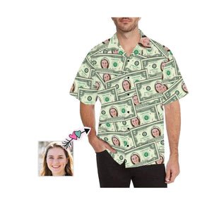 Custom Face Money Men's All Over Print Hawaiian Shirt, Hawaiian Shirt Gift, Christmas Gift