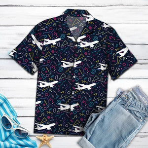 Amazing Airplane With Colorful Geometry Line Hawaiian Shirt, Hawaiian For Gift