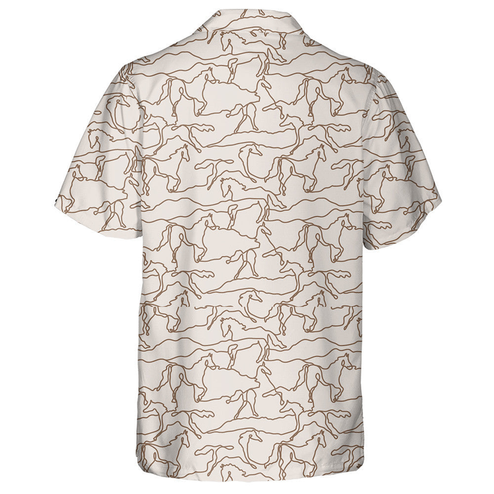 Linear Horse Outlines Illustration For Background Hawaiian Shirt, Hawaiian For Gift