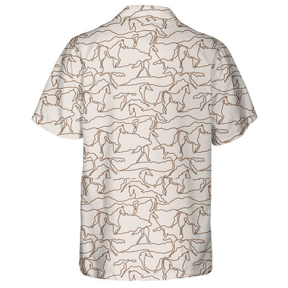 Linear Horse Outlines Illustration For Background Hawaiian Shirt, Hawaiian For Gift