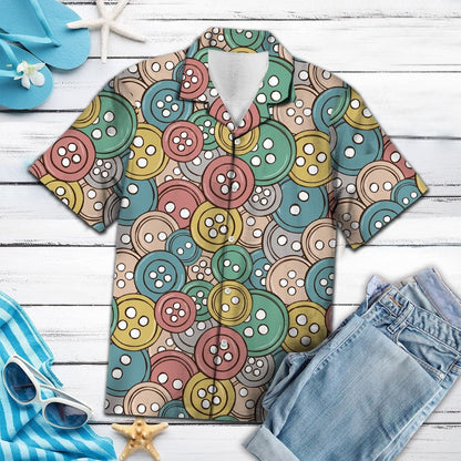 Different Colored Of Sewing Buttons Pattern Hawaiian Shirt,Hawaiian Shirt Gift, Christmas Gift