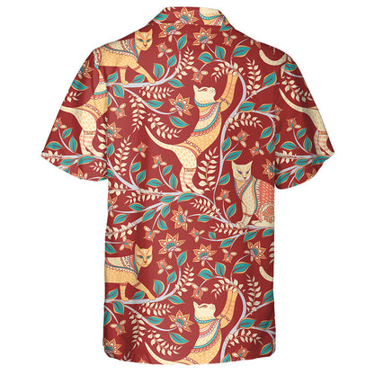 Cats With Branches Flowers And Leaves Indian Style Hawaiian Shirt, Hawaiian Shirt Gift, Christmas Gift