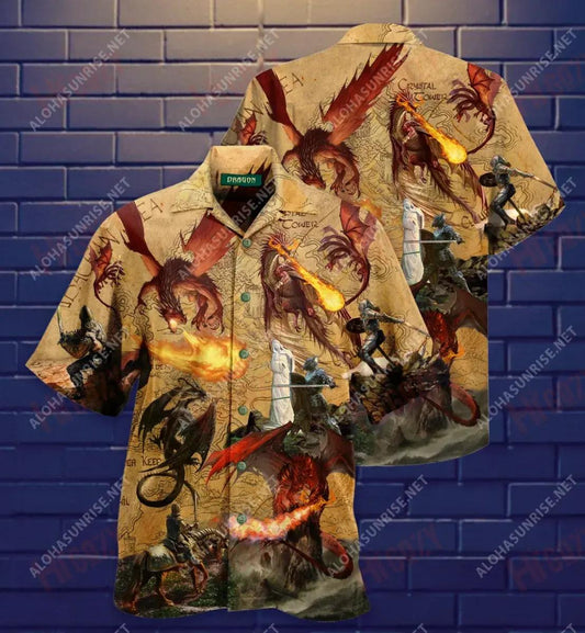 Fight Me If You Dare Dragon Short Hawaiian Shirt Summer Short Sleeve Hawaiian Crazy Shirts Funny Hawaiian Shirts, Hawaiian Shirt Gift, Christmas Gift