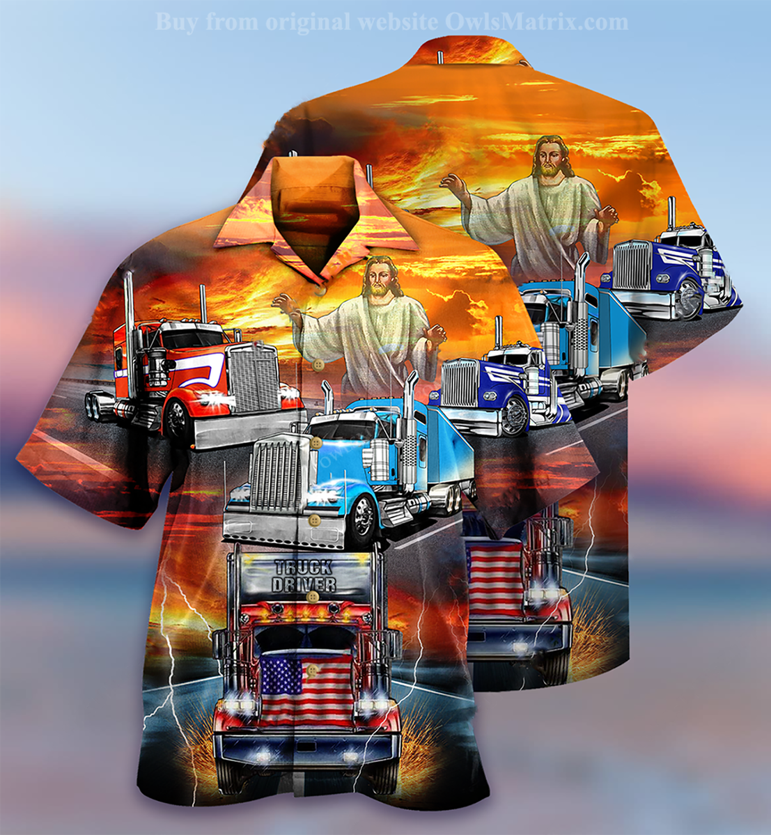 Truck Driver Jesus Bless - Hawaiian Shirt Hawaiian Shirt Gift, Christmas Gift