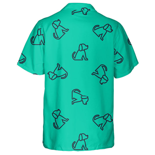 Blue Line Icon Beagle Dog On Green Hawaiian Shirt, Hawaiian Shirt Gift, Christmas Gift