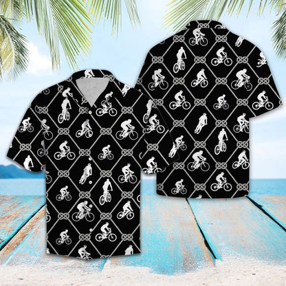 Biking Is My Passion Black And White Design Hawaiian Shirt, Hawaiian Shirt Gift, Christmas Gift