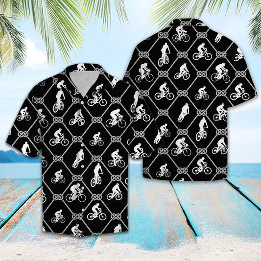 Biking Is My Passion Black And White Design Hawaiian Shirt, Hawaiian Shirt Gift, Christmas Gift