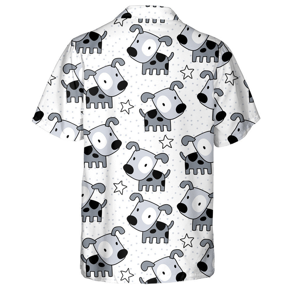 Hand Drawn Baby Grey Dog And Star Hawaiian Shirt, Hawaiian Shirt Gift, Christmas Gift