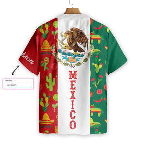 Custom Name Tropical Aloha Mexico Background Hawaiian Shirt,Hawaiian Shirt Gift, Christmas Gift