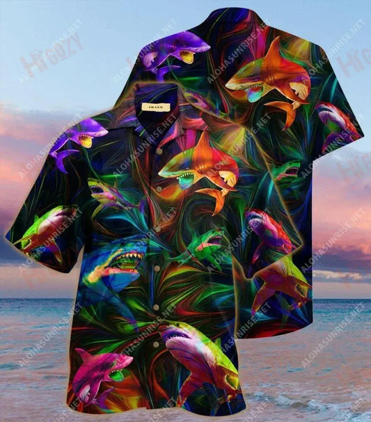 Amazing Shark Unisex Hawaiian Shirt Vacation Short Sleeve Vintage Hawaiian Shirts Crazy Shirts Hawaii, Hawaiian Shirt Gift, Christmas Gift