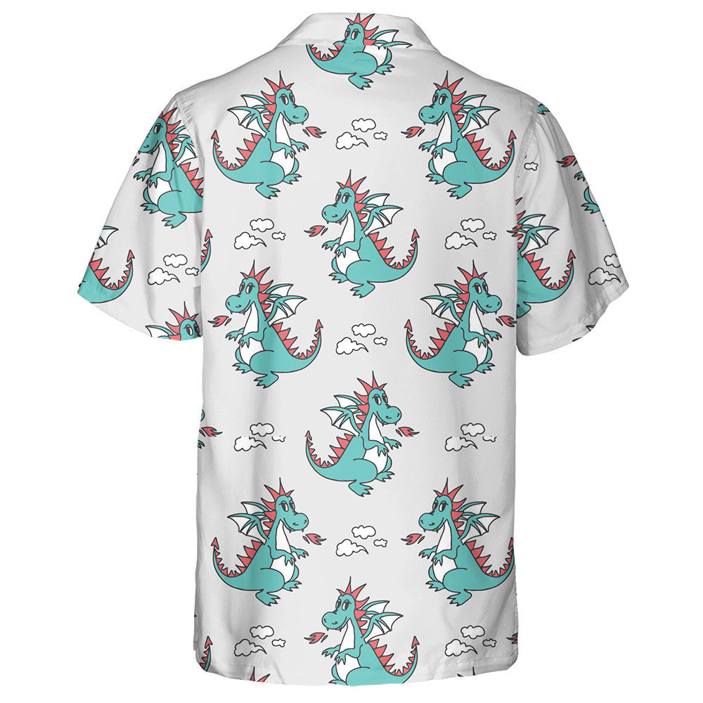 Cute Cartoon Dragons Cloud Of Smoke And Fire Hawaiian Shirt, Hawaiian Shirt Gift, Christmas Gift
