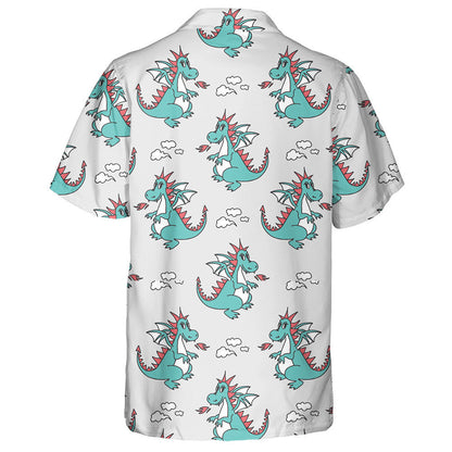 Cute Cartoon Dragons Cloud Of Smoke And Fire Hawaiian Shirt, Hawaiian Shirt Gift, Christmas Gift