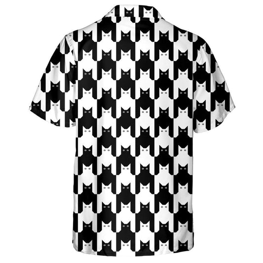 Cats Hounds Tooth In Black And White Hawaiian Shirt, Hawaiian Shirt Gift, Christmas Gift