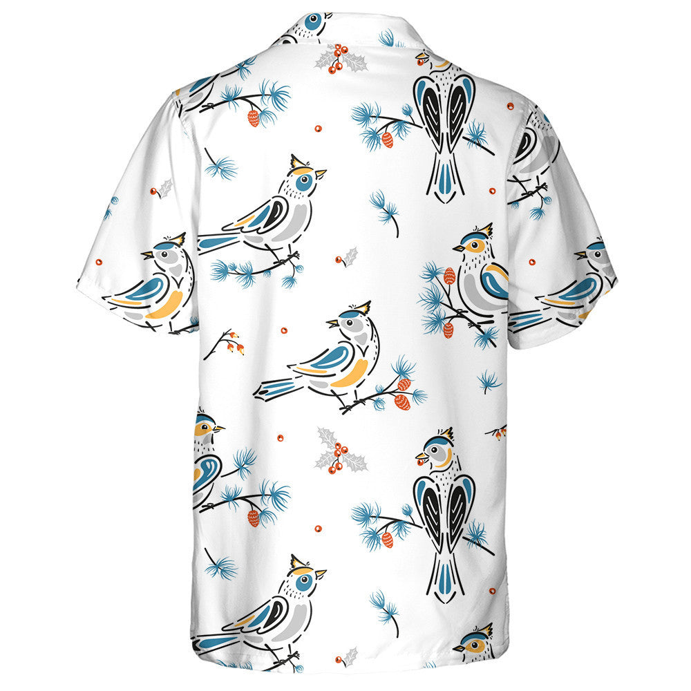 Birds Pine Branches Leaves And Holly Berries Hawaiian Shirt, Hawaiian Shirt Gift, Christmas Gift