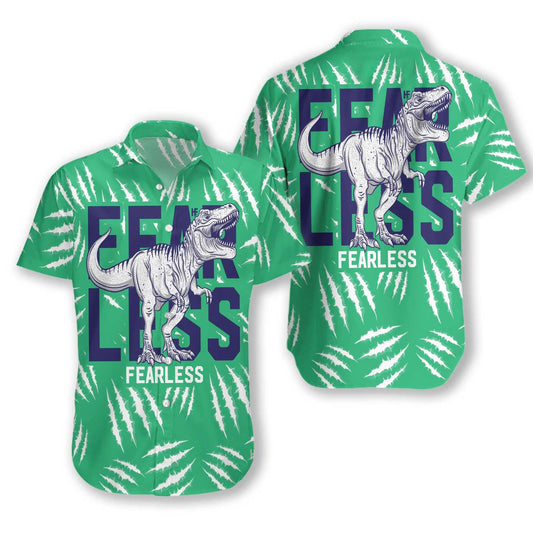 T-Rex Dinosaur On Green Background Pattern Hawaiian Shirt, Hawaiian Shirt Gift, Christmas Gift