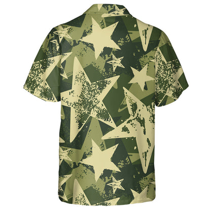Trendy Brushstroke By Star Retro Style Camo Pattern Hawaiian Shirt, Hawaiian Shirt Gift, Christmas Gift