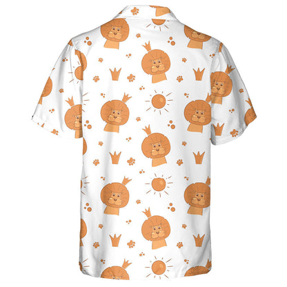 Funny Lion In Crown With Sun And Footprint Hawaiian Shirt, Hawaiian Shirt Gift, Christmas Gift
