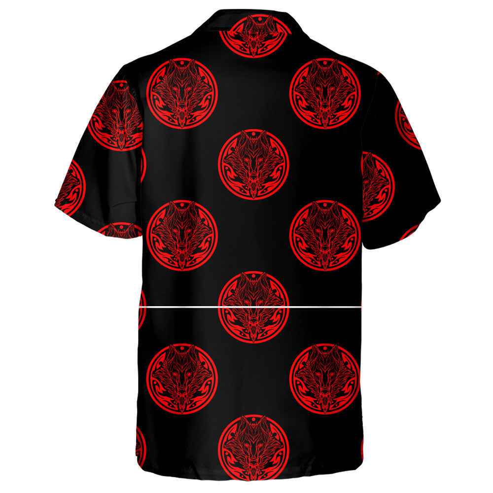 Wolf Face In Tribal Circle Shape Tattoo Hawaiian Shirt, Hawaiian Shirt Gift, Christmas Gift