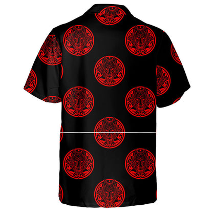 Wolf Face In Tribal Circle Shape Tattoo Hawaiian Shirt, Hawaiian Shirt Gift, Christmas Gift