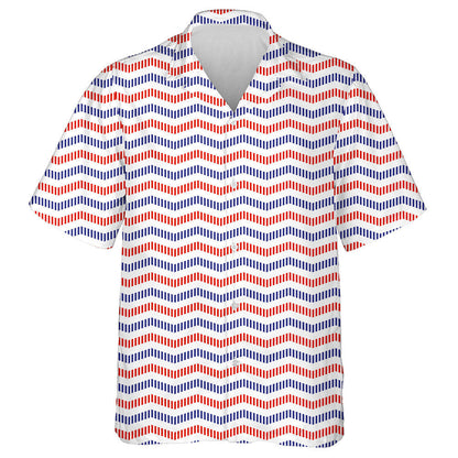 Chevron Zigzag Lines By Blue And Red Colors Pattern Hawaiian Shirt, Hawaiian Shirt Gift, Christmas Gift