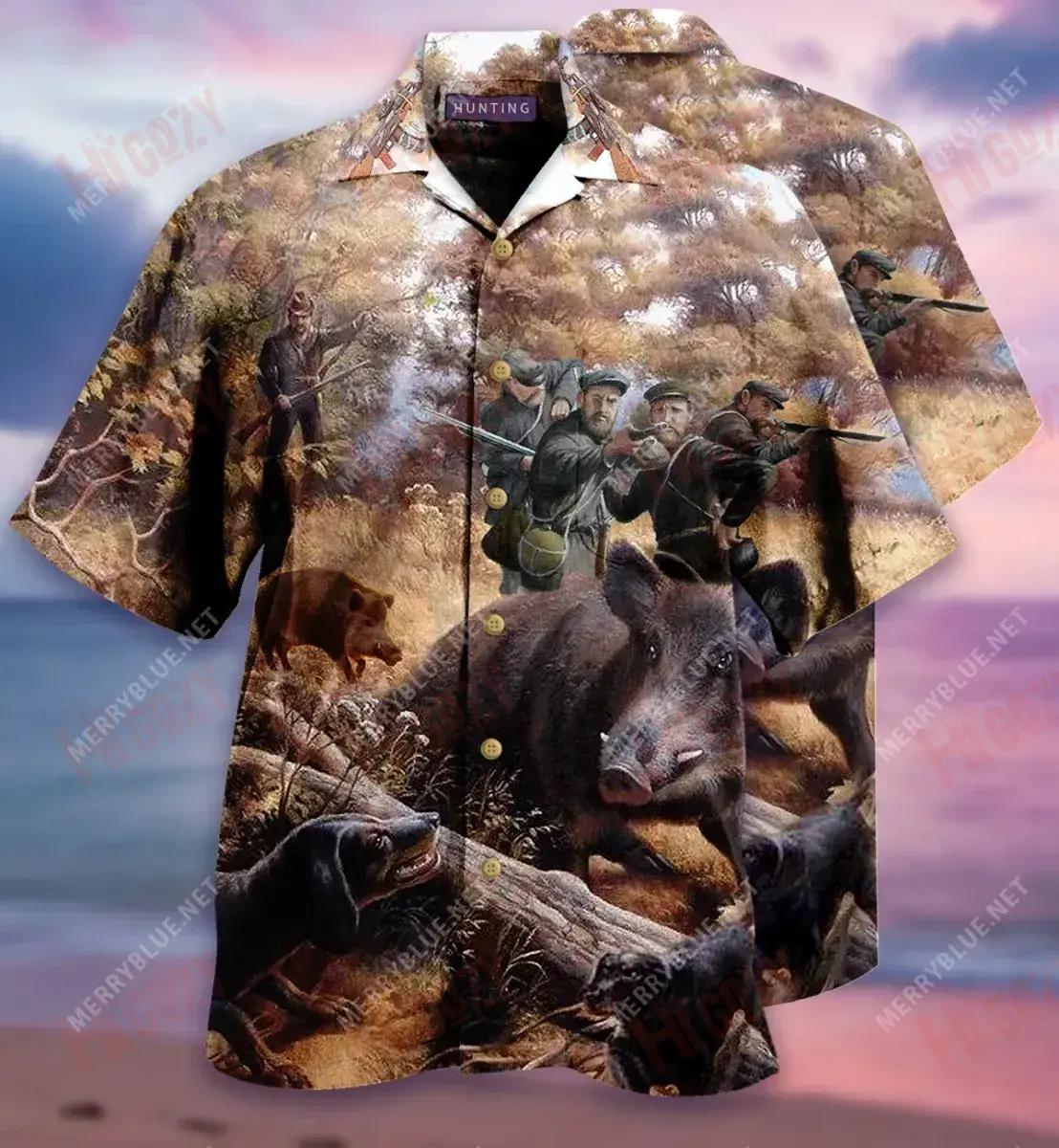 Fantasy Hunting Boar Hawaiian Shirt Vacation Short Sleeve Custom Hawaiian Shirts Hawaiian Shirts For Women, Hawaiian Shirt Gift, Christmas Gift