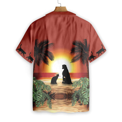 Cat And Dog In Beautiful Sunset Best Friend Hawaiian Shirt, Hawaiian Shirt Gift, Christmas Gift