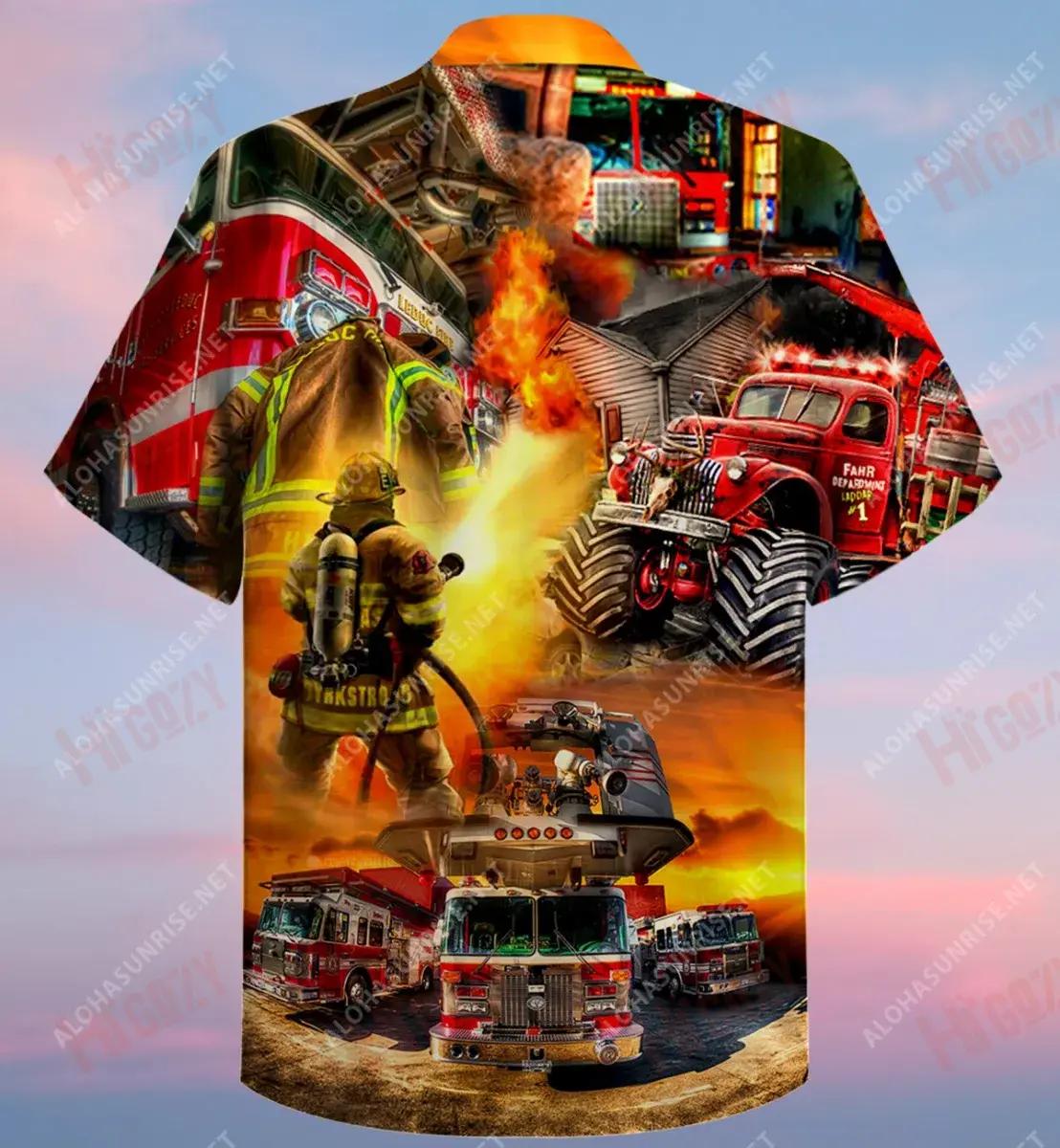 You'Re The Fire In My Heart Firefighter Unisex Hawaiian Shirt Summer Short Sleeve Vintage Hawaiian Shirts Hawaiian Shirt Pattern, Hawaiian Shirt Gift, Christmas Gift