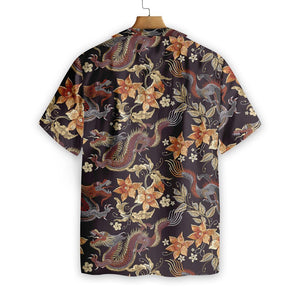 Abstract Floral And Dragon Ornamental Hawaiian Shirt, Hawaiian Shirt Gift, Christmas Gift