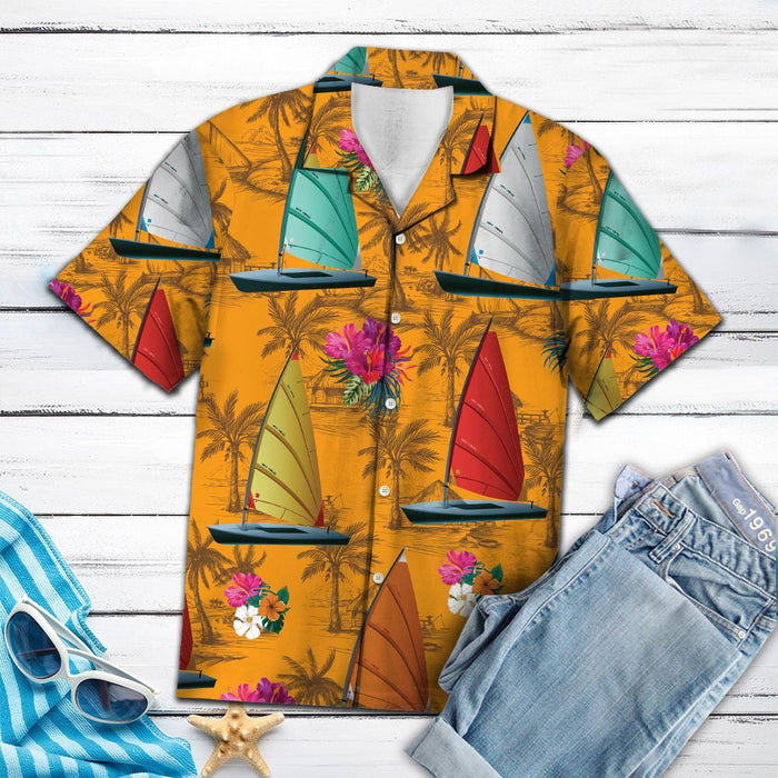 Summer Time Wind Surfing Tropical Flowers Pattern Hawaiian Shirt, Hawaiian Shirt Gift, Christmas Gift