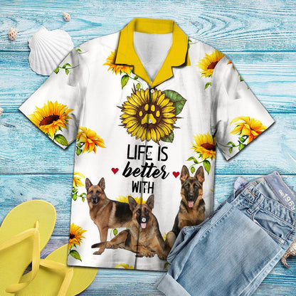 Life Is Better With German Shepherd Gift For Dogaholic Hawaiian Shirt, Hawaiian Shirt Gift, Christmas Gift