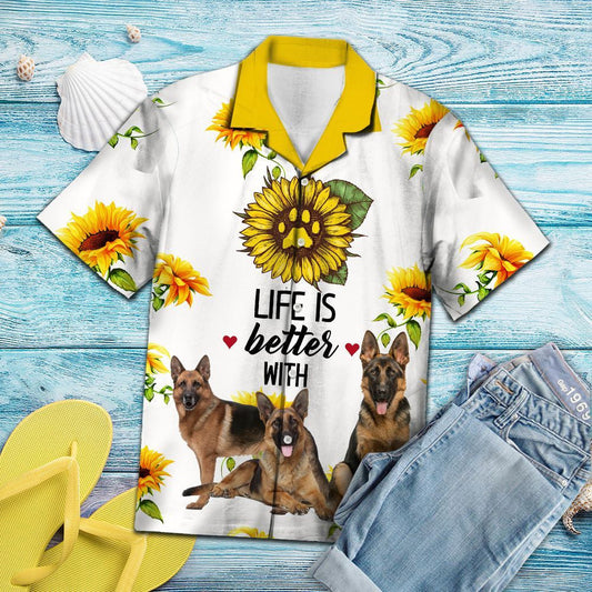 Life Is Better With German Shepherd Gift For Dogaholic Hawaiian Shirt, Hawaiian Shirt Gift, Christmas Gift
