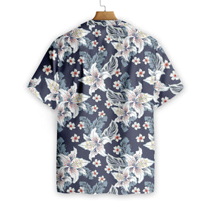 White Floral Flower 02 Design Hawaiian Shirt, Hwaiian For Gift