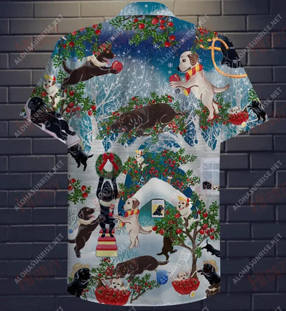 Labrador Retriever On Christmas Short Hawaiian Shirt Ocean Short Sleeve Best Hawaiian Shirts Hawaiian Shirts For Women, Hawaiian Shirt Gift, Christmas Gift