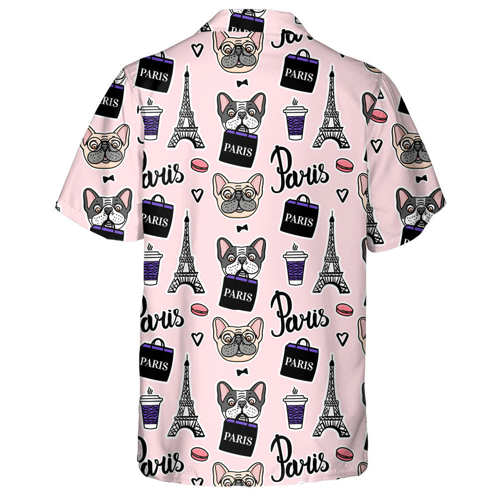Shopping In Paris Bulldog Holding Shopping Bag Hawaiian Shirt, Hawaiian Shirt Gift, Christmas Gift
