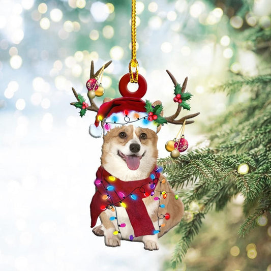 Corgi Christmas Light Shape Ornament, Christmas Gift, Christmas Decoration