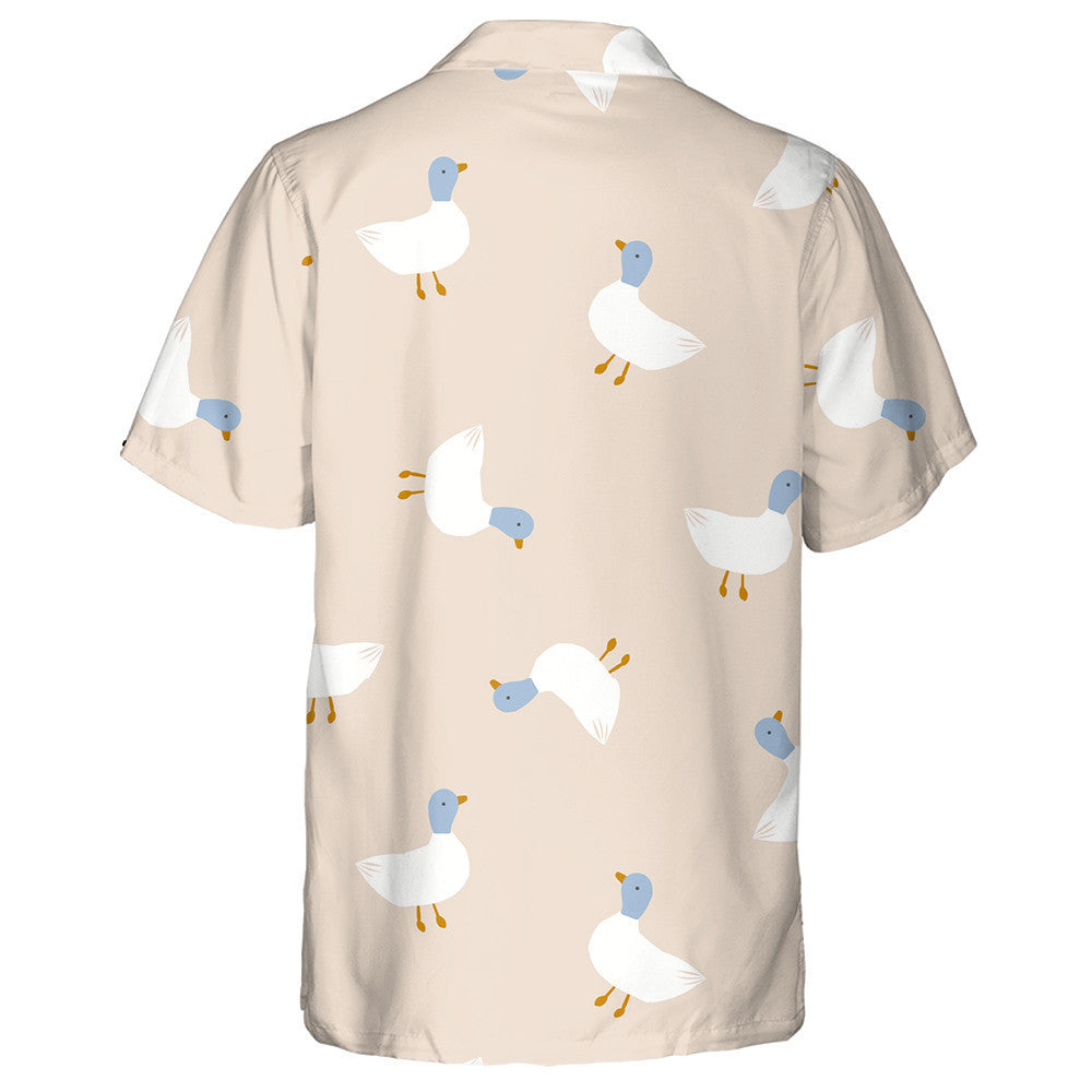Hand Drawn Cute Ducks On Beige Background Hawaiian Shirt, Hawaiian Shirt Gift, Christmas Gift