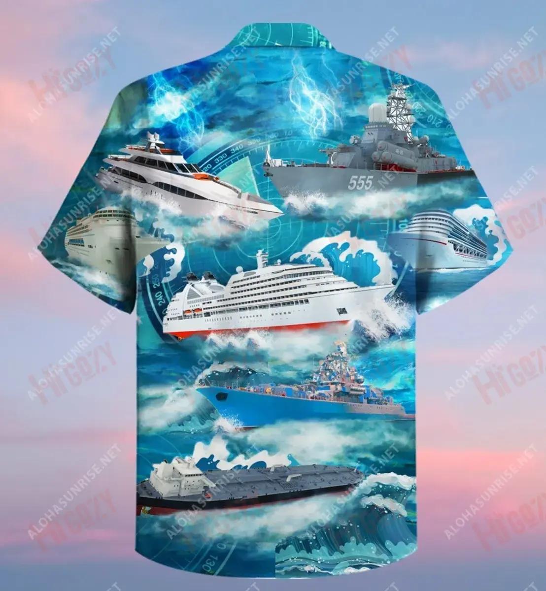 Take A Ship Then Go Anywhere You Want Unisex Hawaiian Shirt Ocean Short Sleeve Tactical Hawaiian Shirt Funny Hawaiian Shirts, Hawaiian Shirt Gift, Christmas Gift
