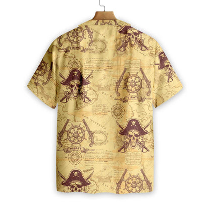 Special Skull Pirates Of The Ancient Sea Map Hawaiian Shirt, Hawaiian Shirt Gift, Christmas Gift