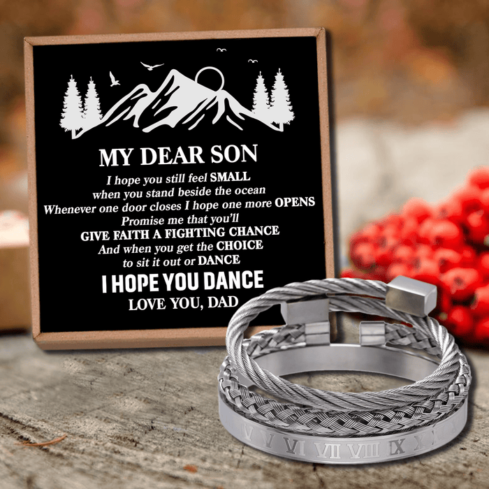 Dad To Son - I Hope You Dance Roman Numeral Bracelet Set