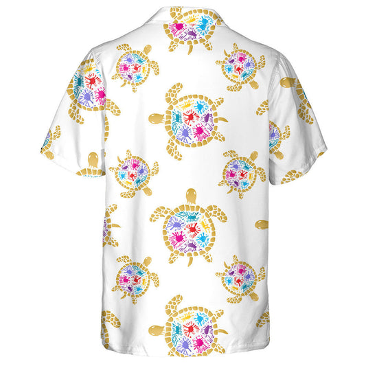 Sea Turtle With Colored Blots On The Shell Hawaiian Shirt, Hawaiian Shirt Gift, Christmas Gift