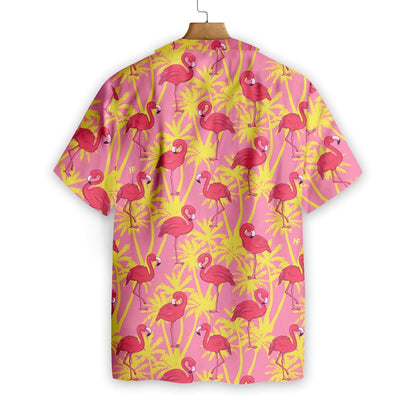 Flamingo On Pink Background Pattern Hawaiian Shirt, Hawaiian Shirt Gift, Christmas Gift