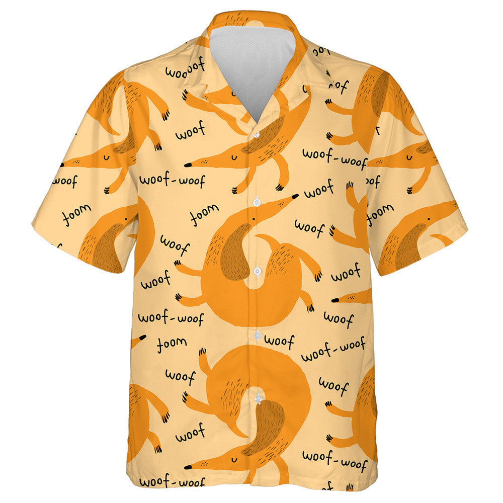 Watercolor Summer Dachshund Dog Woof Woof Hawaiian Shirt, Hawaiian Shirt Gift, Christmas Gift