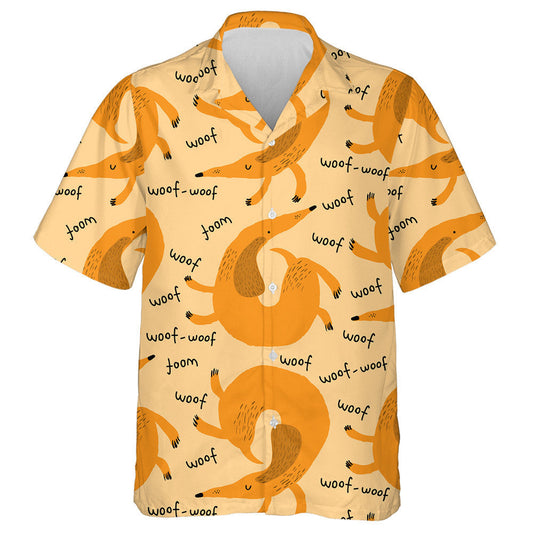 Watercolor Summer Dachshund Dog Woof Woof Hawaiian Shirt, Hawaiian Shirt Gift, Christmas Gift