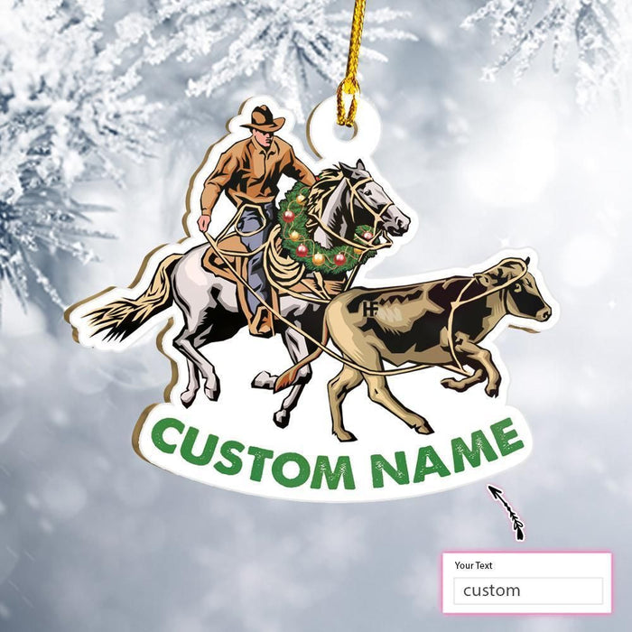 Calf Roping Custom Ornament, Happy Christmas Ornament, Christmas Gift, Christmas Decoration