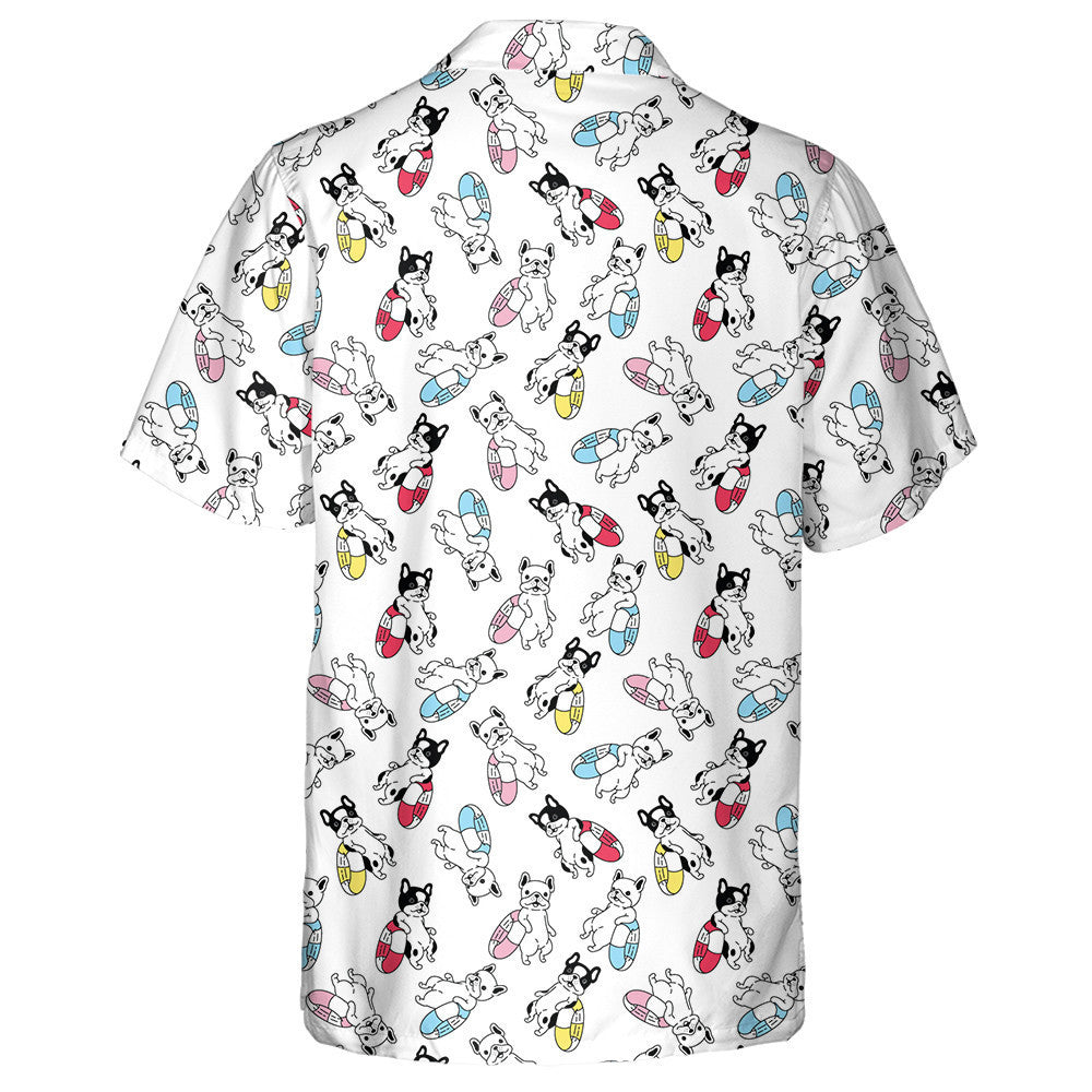 French Bulldog Swimming Pool Ring Cartoon Hawaiian Shirt, Hawaiian Shirt Gift, Christmas Gift