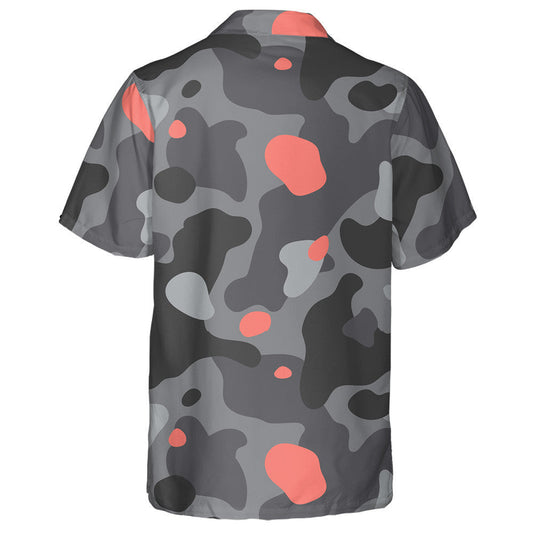Pastel Pink And Gray Camouflage Military Army Textured Hawaiian Shirt, Hawaiian Shirt Gift, Christmas Gift